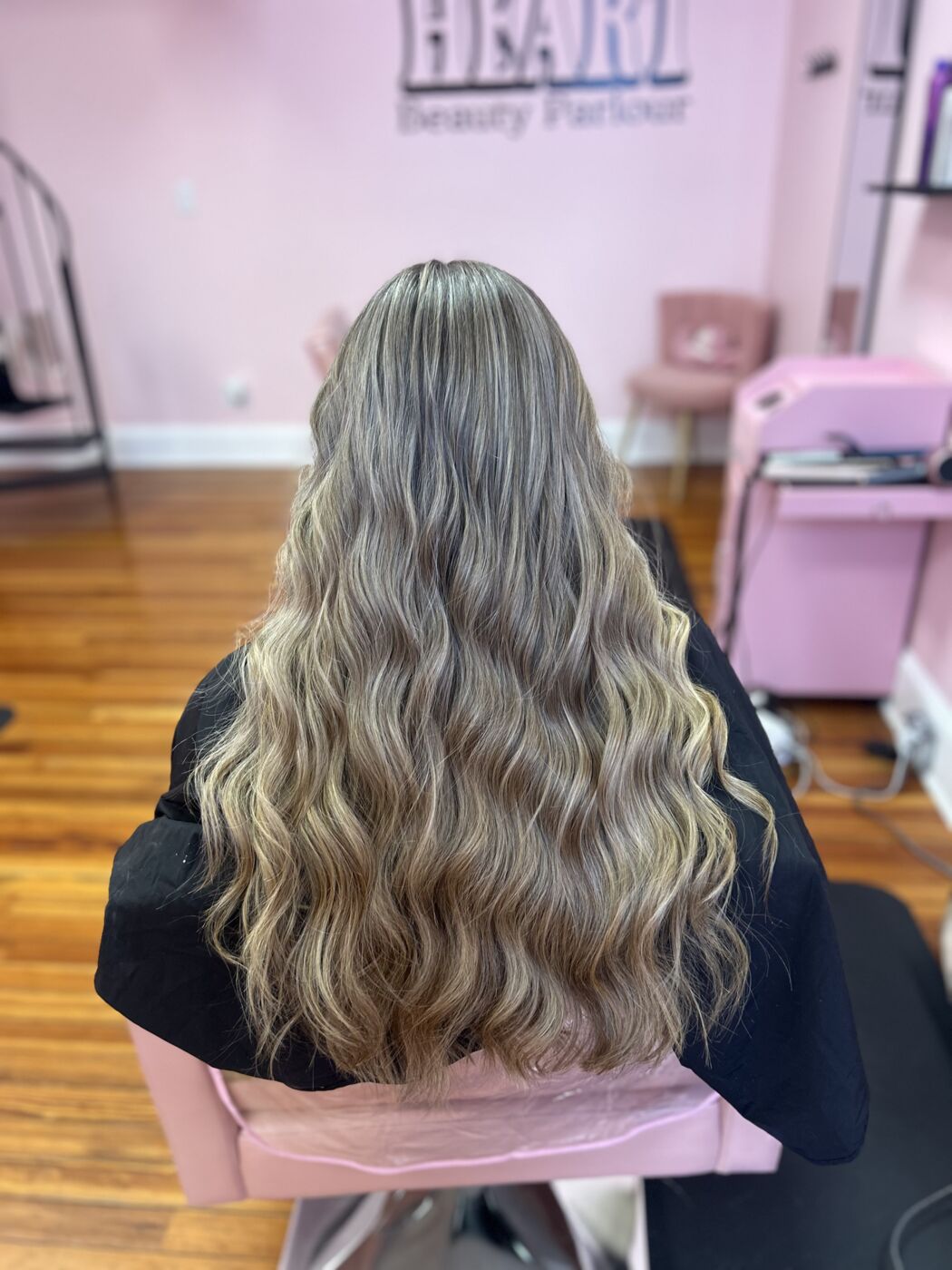 Extra-long ashy bronde with lived-in waves