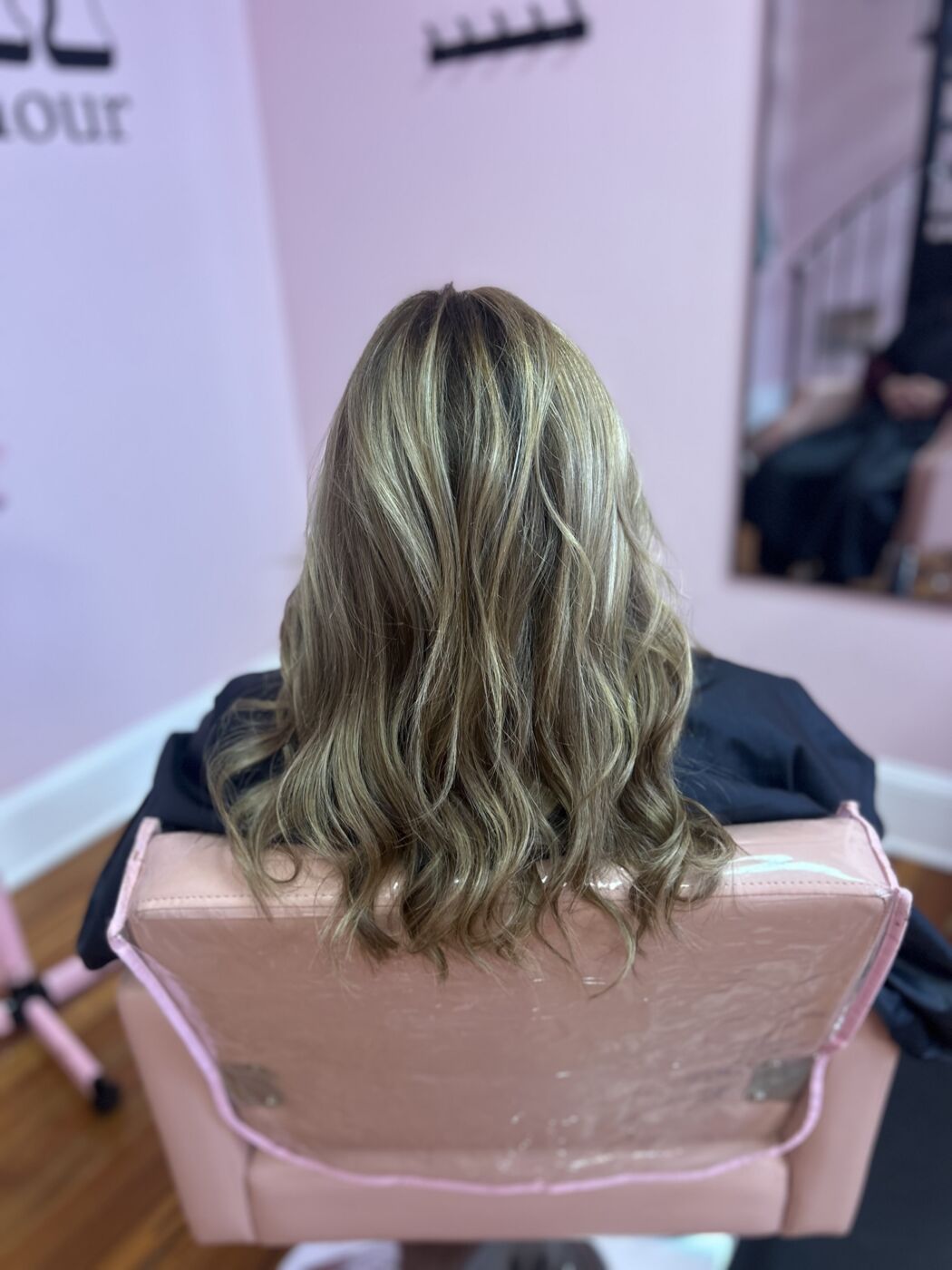 Full grey coverage blended into bronde highlights by Kylie